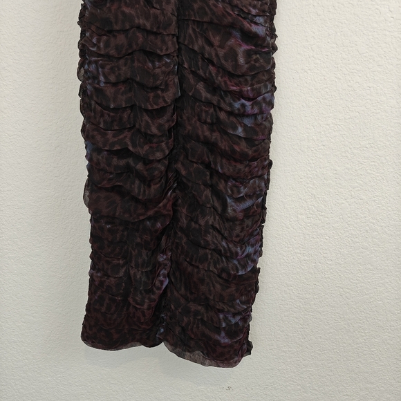 Tadashi Shoji Lotus Pink/Black Leopard Print Silk Ruched Strapless dress 6 - Picture 7 of 12